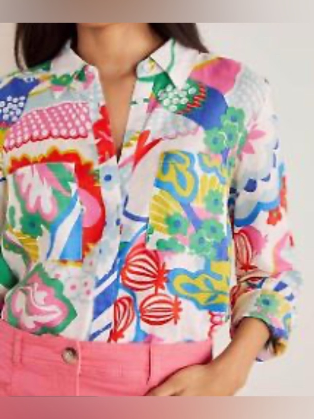 Boden - NEW - Sienna Linen Shirt in "Bright/Relaxed Floral Bird Print" colorway - Picture 5 of 6